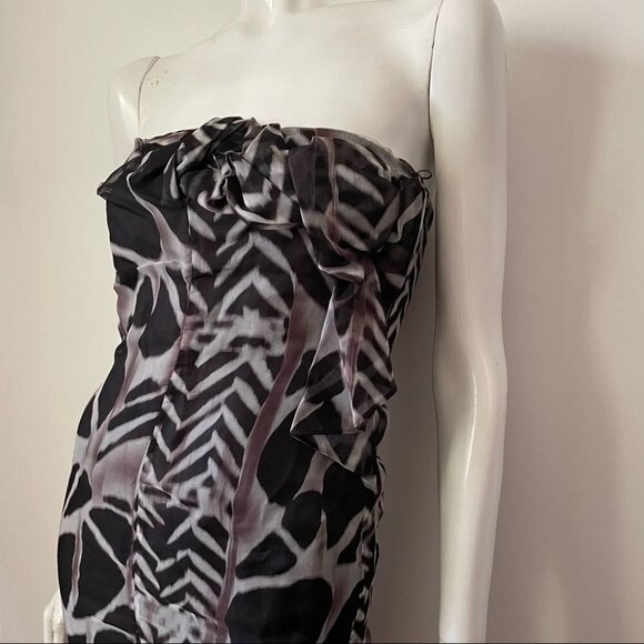Hugo Boss Black and Gray Strapless Sheath Dress - Picture 8 of 16